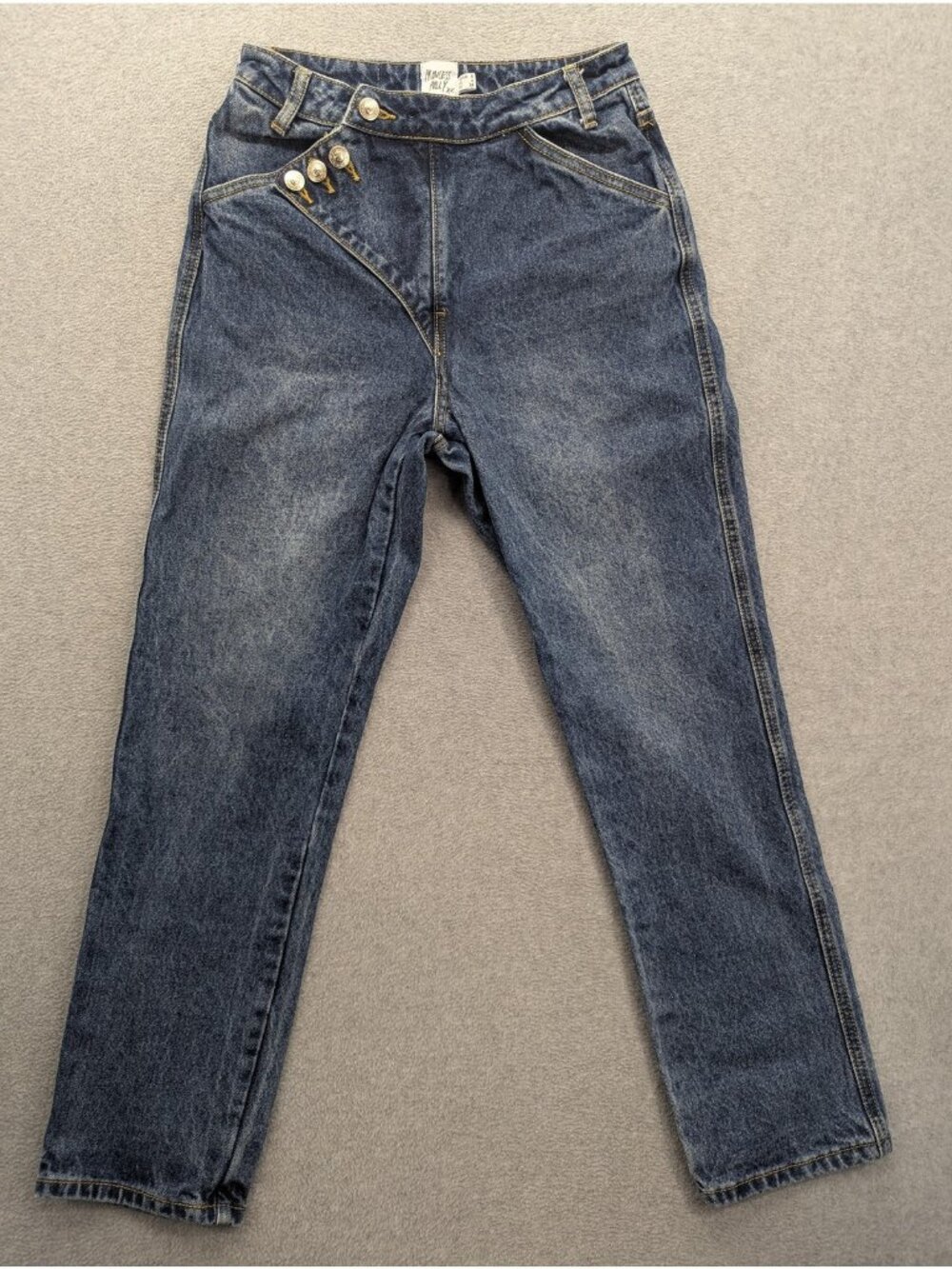 Princess Polly Mom Jeans Womens 4 Blue Medium Wash High Rise Relaxed Denim